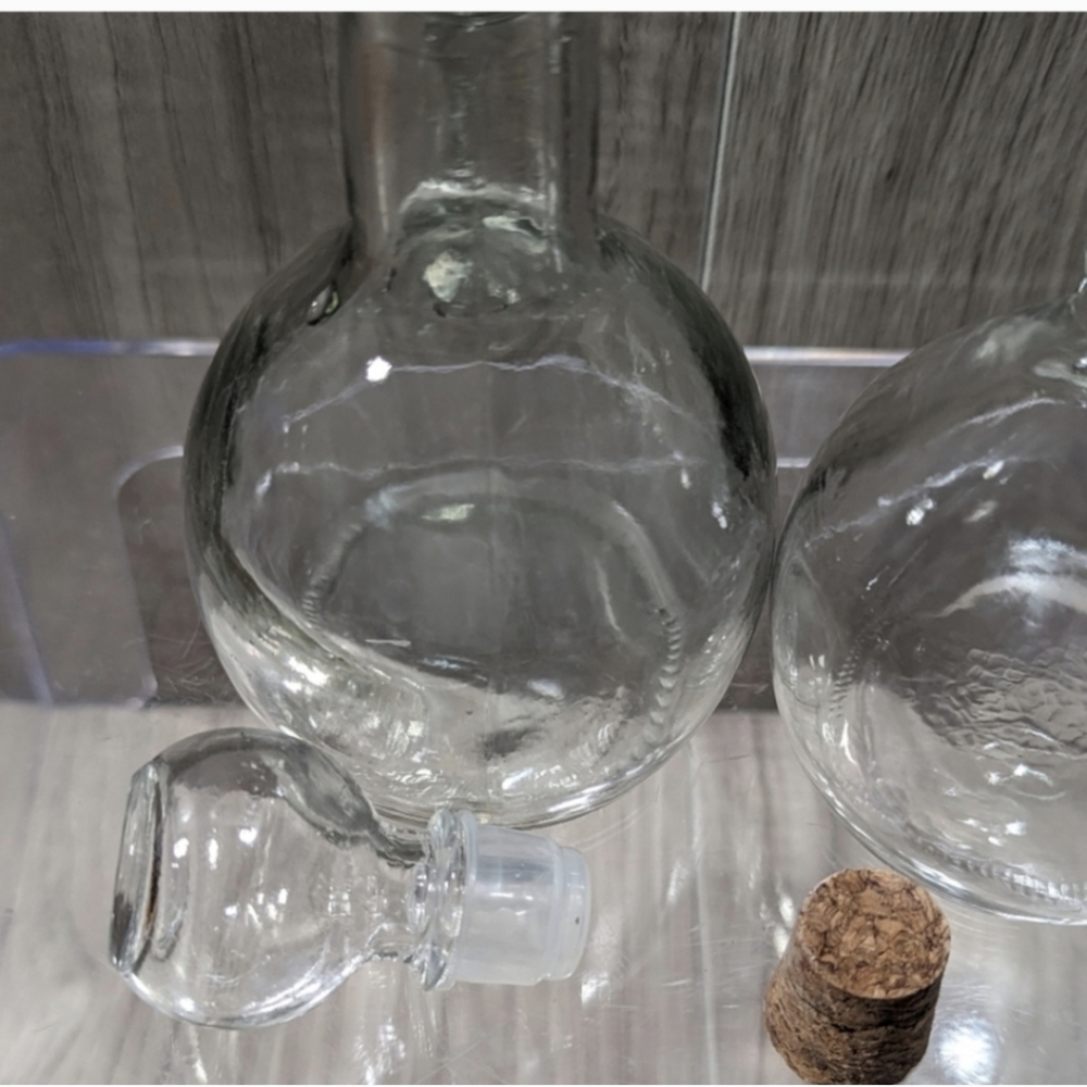 Oil & Vinegar Clear Glass Cork Bottles Serveware Small VINTAGE - Picture 9 of 14